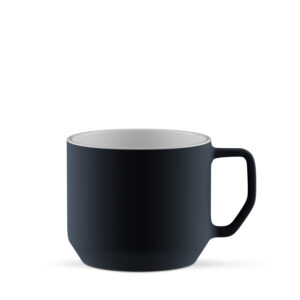 Admiral 350 ml kubek reklamowy w modnym matowym szkliwie, granatowo-biały