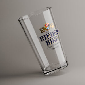 Koniczna szklanka do piwa z nadrukiem metodą kalkomanii